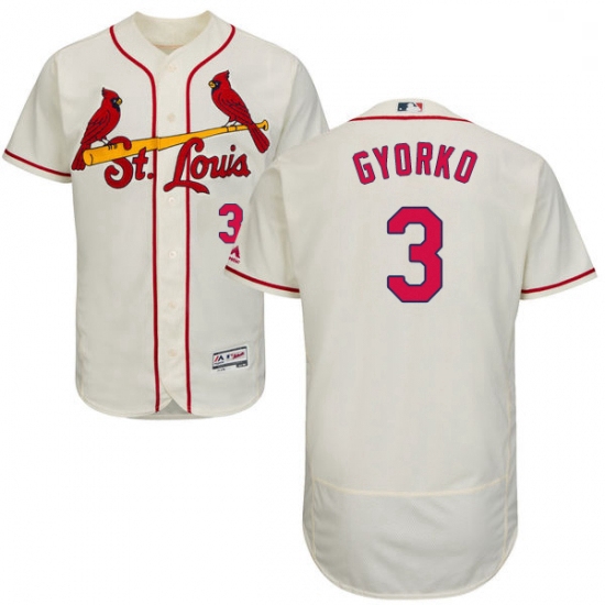 Mens Majestic St Louis Cardinals 3 Jedd Gyorko Cream Alternate Flex Base Authentic Collection MLB Je