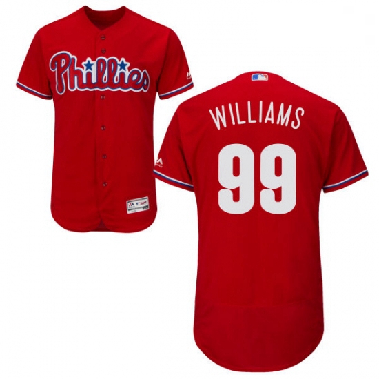 Mens Majestic Philadelphia Phillies 99 Mitch Williams Red Alternate Flex Base Authentic Collection M