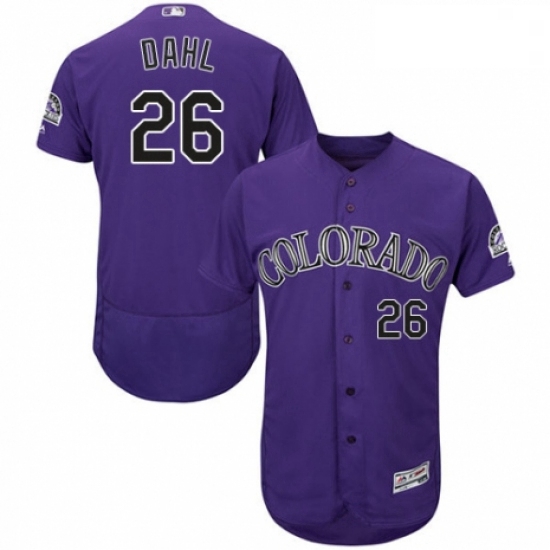 Mens Majestic Colorado Rockies 26 David Dahl Purple Alternate Flex Base Authentic Collection MLB Jer