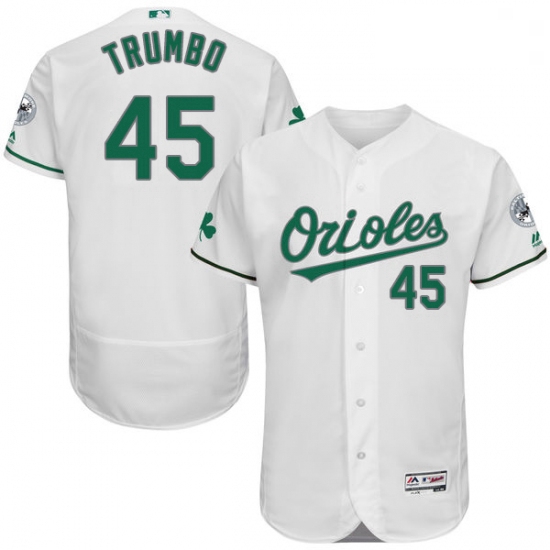 Mens Majestic Baltimore Orioles 45 Mark Trumbo White Celtic Flexbase Authentic Collection MLB Jersey