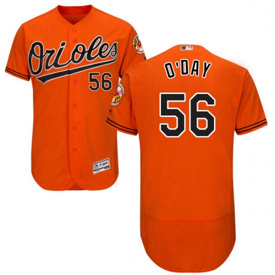 Mens Majestic Baltimore Orioles 56 Darren ODay Orange Alternate Flex Base Authentic Collection MLB J