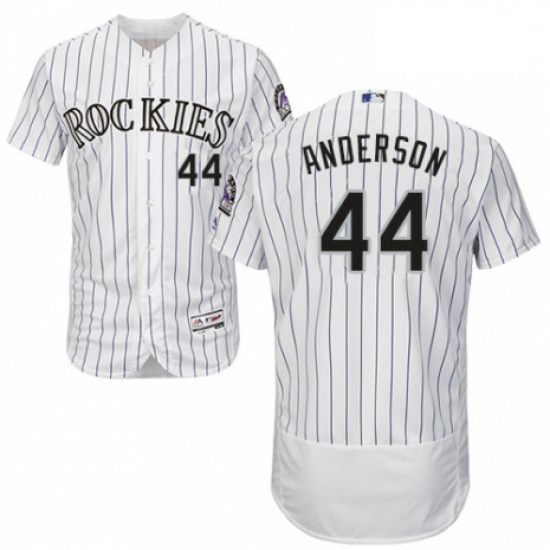 Mens Majestic Colorado Rockies 44 Tyler Anderson White Home Flex Base Authentic Collection MLB Jerse