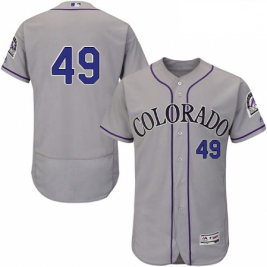 Mens Majestic Colorado Rockies 49 Antonio Senzatela Grey Road Flex Base Authentic Collection MLB Jer