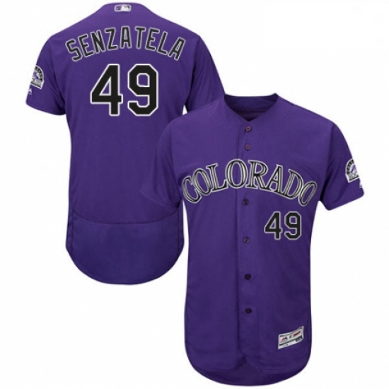 Mens Majestic Colorado Rockies 49 Antonio Senzatela Purple Alternate Flex Base Collection 2018 World