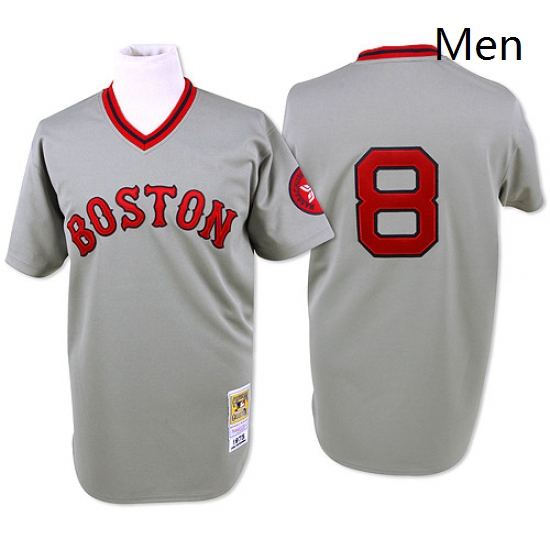 Mens Mitchell and Ness Boston Red Sox 8 Carl Yastrzemski Authentic Grey Throwback MLB Jersey