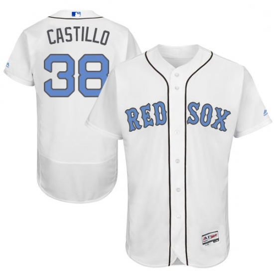 Mens Majestic Boston Red Sox 38 Rusney Castillo Authentic White 2016 Fathers Day Fashion Flex Base M