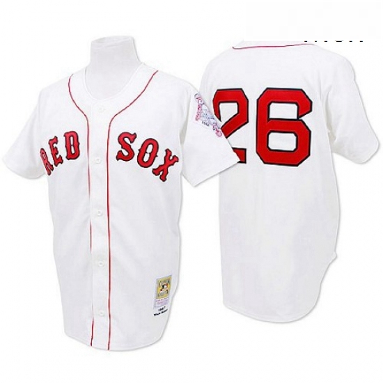 Mens Mitchell and Ness 1987 Boston Red Sox 26 Wade Boggs Authentic White Throwback MLB Jersey