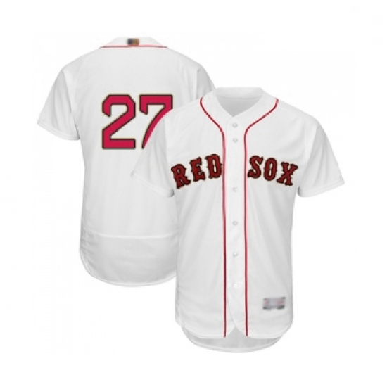 Mens Boston Red Sox 27 Carlton Fisk White 2019 Gold Program Flex Base Authentic Collection Baseball 