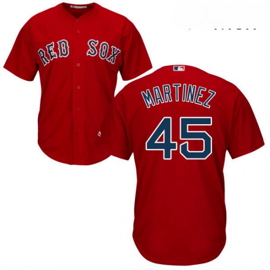 Mens Majestic Boston Red Sox 45 Pedro Martinez Replica Red Alternate Home Cool Base MLB Jersey