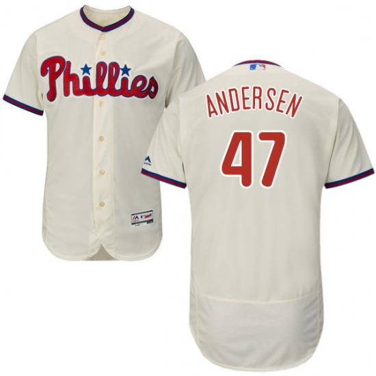 Mens Majestic Philadelphia Phillies 47 Larry Andersen Cream Alternate Flex Base Authentic Collection