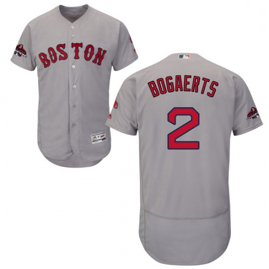 Mens Majestic Boston Red Sox 2 Xander Bogaerts Grey Road Flex Base Authentic Collection 2018 World S