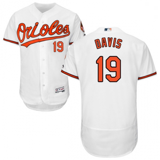 Mens Majestic Baltimore Orioles 19 Chris Davis White Home Flex Base Authentic Collection MLB Jersey