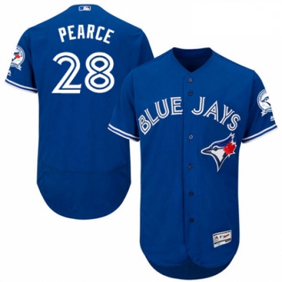 Mens Majestic Toronto Blue Jays 28 Steve Pearce Royal Blue Alternate Flex Base Authentic Collection 