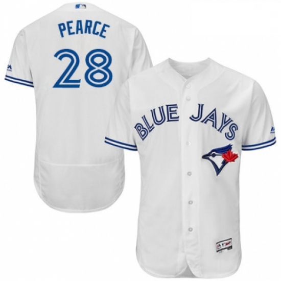 Mens Majestic Toronto Blue Jays 28 Steve Pearce White Home Flex Base Authentic Collection MLB Jersey