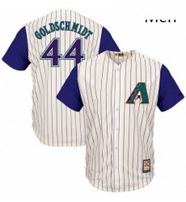 Mens Majestic Arizona Diamondbacks 44 Paul Goldschmidt Replica Cream Cooperstown Throwback MLB Jerse