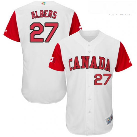 Mens Canada Baseball Majestic 27 Andrew Albers White 2017 World Baseball Classic Authentic Team Jers