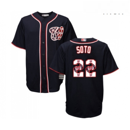 Mens Washington Nationals 22 Juan Soto Authentic Navy Blue Team Logo Fashion Cool Base Baseball Jers