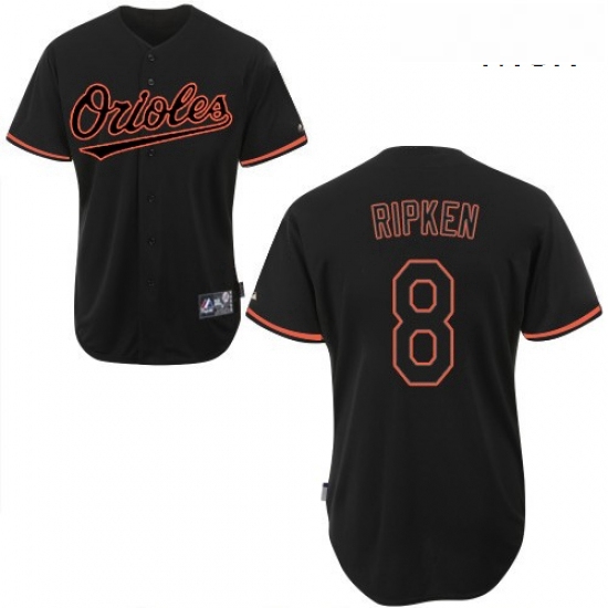 Mens Majestic Baltimore Orioles 8 Cal Ripken Replica Black Fashion MLB Jersey