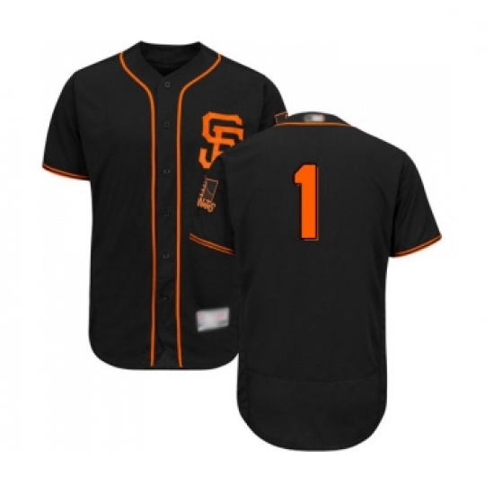 Mens San Francisco Giants 1 Kevin Pillar Black Alternate Flex Base Authentic Collection Baseball Jer