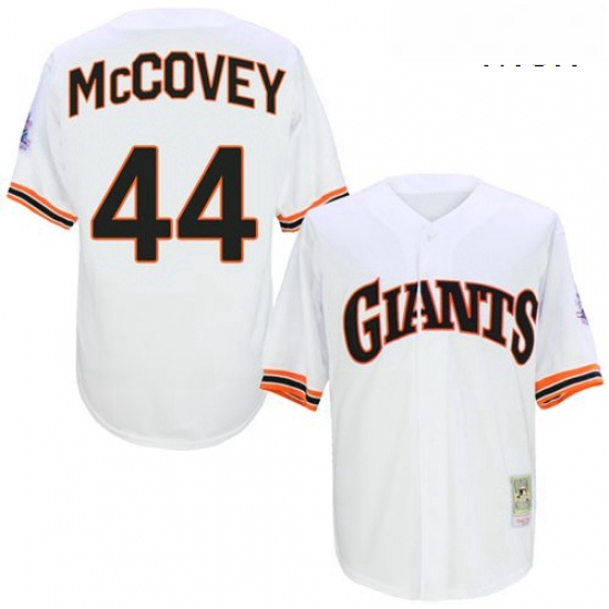 Mens Mitchell and Ness San Francisco Giants 44 Willie McCovey Authentic White 1989 Throwback MLB Jer