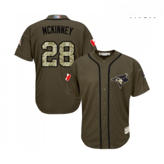 Mens Toronto Blue Jays 28 Billy McKinney Authentic Green Salute to Service Baseball Jersey