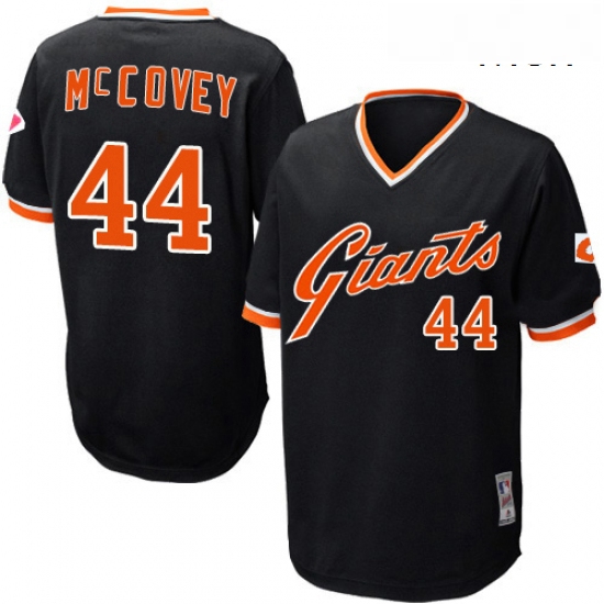 Mens Mitchell and Ness San Francisco Giants 44 Willie McCovey Replica Black Throwback MLB Jersey