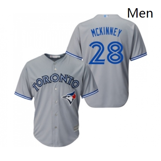 Mens Toronto Blue Jays 28 Billy McKinney Replica Grey Road Baseball Jersey