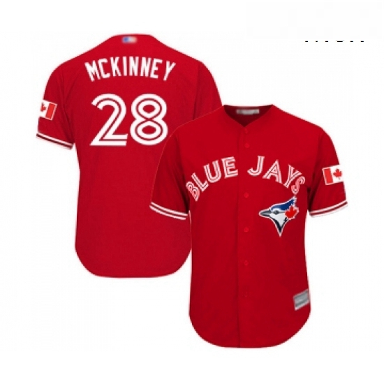 Mens Toronto Blue Jays 28 Billy McKinney Replica Scarlet Alternate Cool Base Baseball Jersey