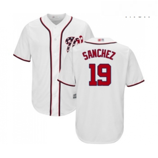 Mens Washington Nationals 19 Anibal Sanchez Replica White Home Cool Base Baseball Jersey