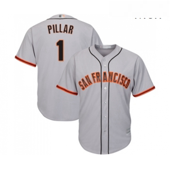 Mens San Francisco Giants 1 Kevin Pillar Replica Grey Road Cool Base Baseball Jersey