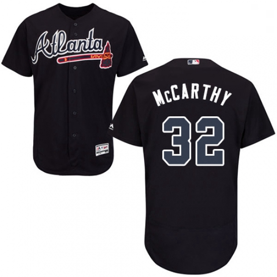 Mens Majestic Atlanta Braves 32 Brandon McCarthy Blue Alternate Flex Base Authentic Collection MLB J