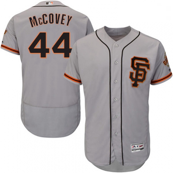 Mens Majestic San Francisco Giants 44 Willie McCovey Grey Alternate Flex Base Authentic Collection M