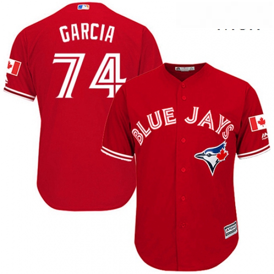 Mens Majestic Toronto Blue Jays 74 Jaime Garcia Replica Scarlet Alternate Cool Base MLB Jersey