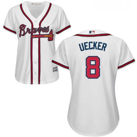 Womens Majestic Atlanta Braves 8 Bob Uecker Replica White Home C