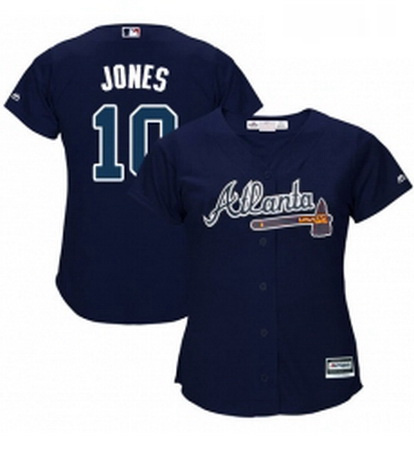 Womens Majestic Atlanta Braves 10 Chipper Jones Authentic Blue A