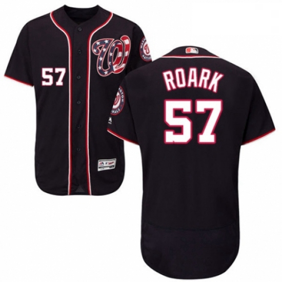 Mens Majestic Washington Nationals 57 Tanner Roark Navy Blue Alternate Flex Base Authentic Collectio