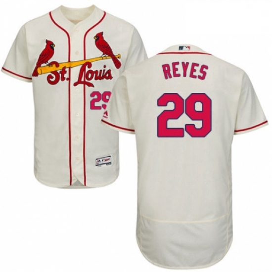 Mens Majestic St Louis Cardinals 29 lex Reyes Cream Alternate Flex Base Authentic Collection MLB Jer