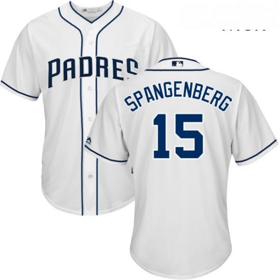 Mens Majestic San Diego Padres 15 Cory Spangenberg Replica White Home Cool Base MLB Jersey