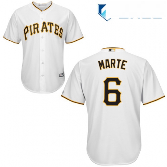 Mens Majestic Pittsburgh Pirates 6 Starling Marte Replica White Home Cool Base MLB Jersey