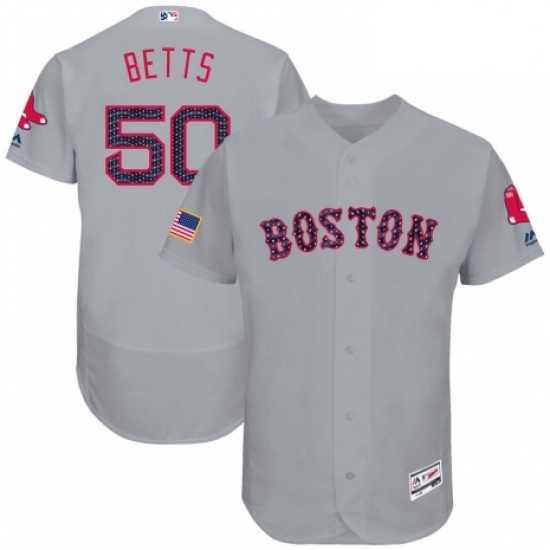 Mens Majestic Boston Red Sox 50 Mookie Betts Grey Stars amp Stri