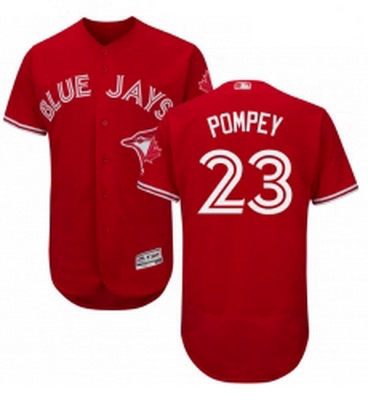 Mens Majestic Toronto Blue Jays 23 Dalton Pompey Scarlet Flexbase Authentic Collection Alternate MLB