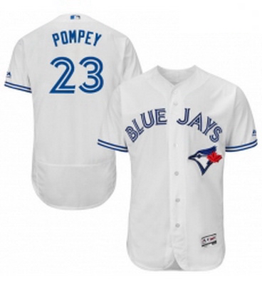 Mens Majestic Toronto Blue Jays 23 Dalton Pompey White Home Flex Base Authentic Collection MLB Jerse