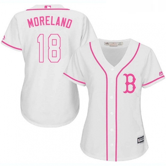 Womens Majestic Boston Red Sox 18 Mitch Moreland Replica White F