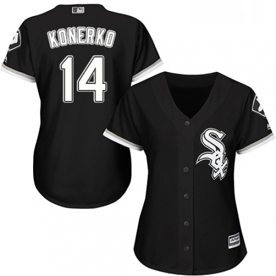 Womens Majestic Chicago White Sox 14 Paul Konerko Authentic Black Alternate Home Cool Base MLB Jerse