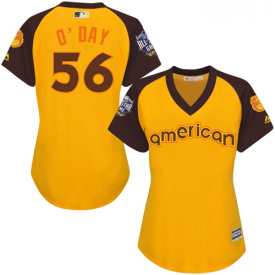 Womens Majestic Baltimore Orioles 56 Darren ODay Authentic Yellow 2016 All Star American League BP C