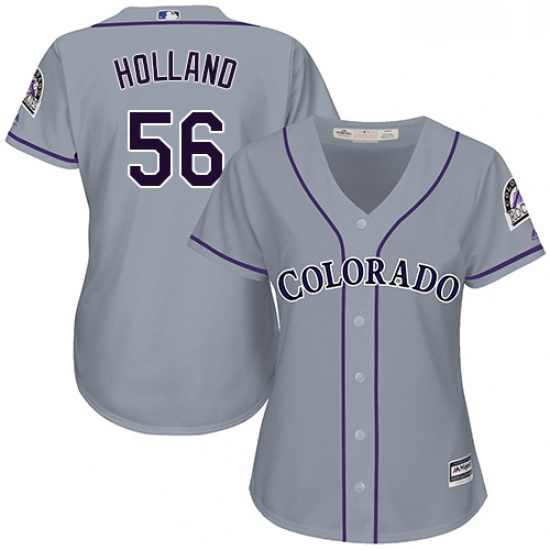 Womens Majestic Colorado Rockies 56 Greg Holland Replica Grey Road Cool Base MLB Jersey