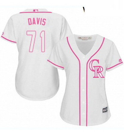 Womens Majestic Colorado Rockies 71 Wade Davis Authentic White Fashion Cool Base MLB Jersey