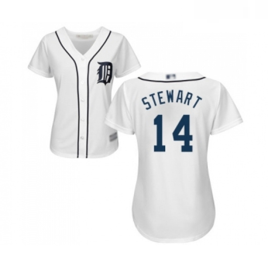 Womens Detroit Tigers 14 Christin Stewart Replica White Home Cool Base Baseball Jersey