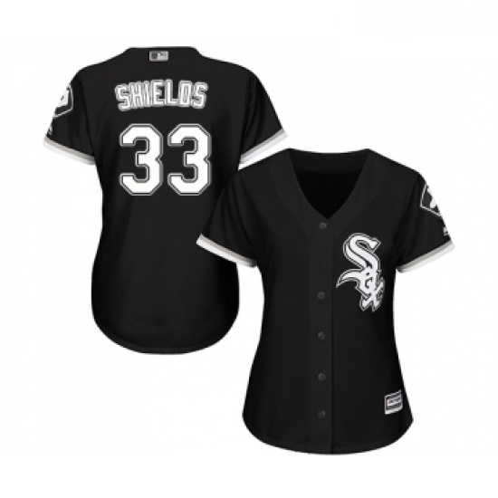 Womens Majestic Chicago White Sox 33 James Shields Replica Black Alternate Home Cool Base MLB Jersey