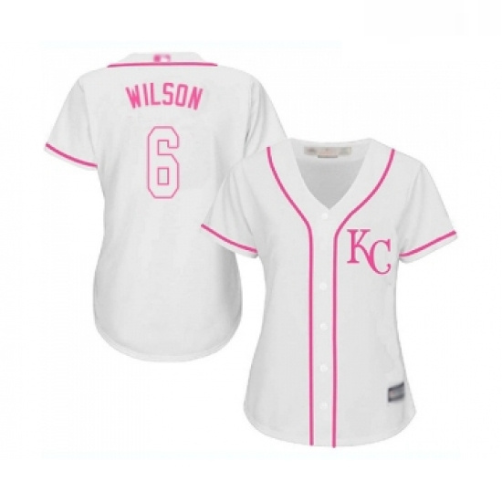 Womens Kansas City Royals 6 Willie Wilson Replica White Fashion Cool Base Baseball Jersey